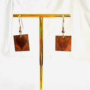 Handcrafted Copper Heart Earrings